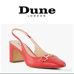 Dune London NWOT Leather “Detailed” Block Heel Slingback Pumps